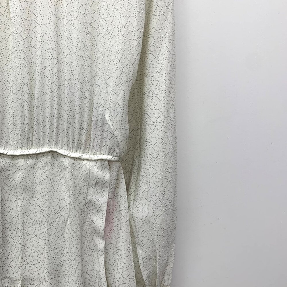 Fendi Off-White Patterned Silk Collared Long Slee… - image 4